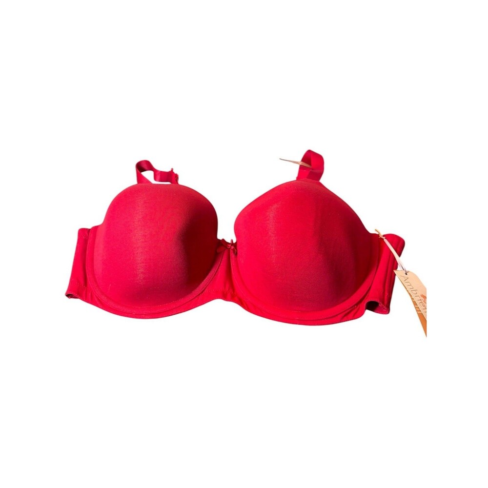 ambrielle Organic Cotton bra 42 DDD Red Underwire Full Coverage New With Tags